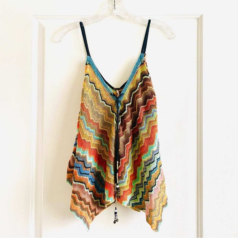 FREE PEOPLE | Free People Multicolored Trapeze Handkerchief Cami Boho Tank | SP